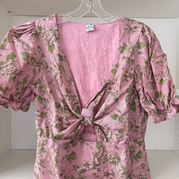 VERGE GIRL Pink Floral Ruffle Front Tie Dress - Picture 8 of 8